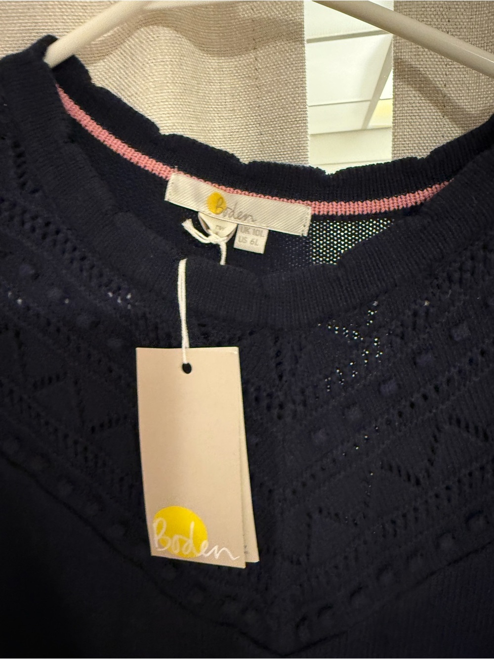 New Boden Navy Lace Sweater Dress 6 Long - Picture 3 of 4